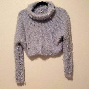 LA Hearts Turtleneck Cropped Sweater in Baby Blue Size Large